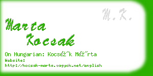 marta kocsak business card